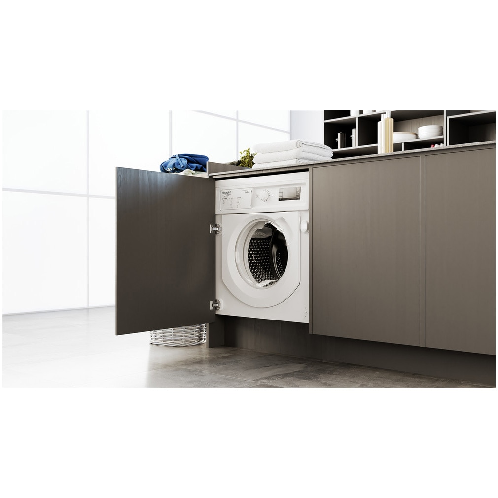 Masina de spalat rufe cu uscator Hotpoint BIWDHG861485EU, 8 kg spalare, 6 kg uscare, 1400 rpm, Clasa B, Motor Inverter, Display digital, Alb