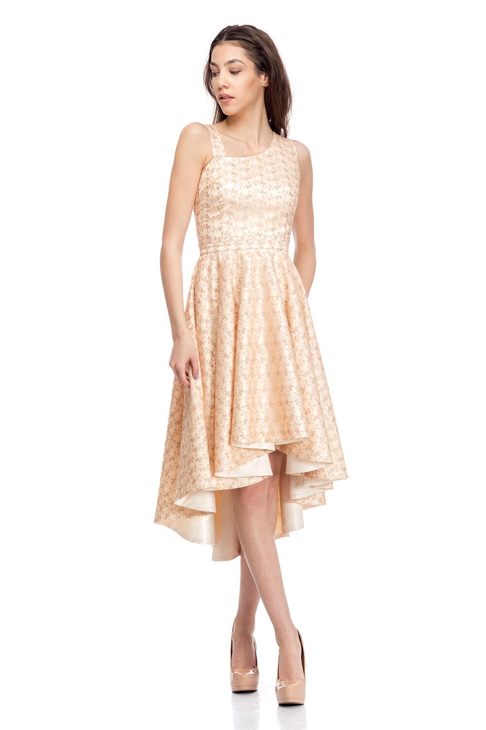 Rochie Eli lucrata manual Gloria Betty, Bej