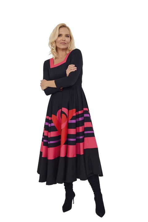 Rochie cu imprimeu Milano, Modesta, Poliester, Multicolor, 46