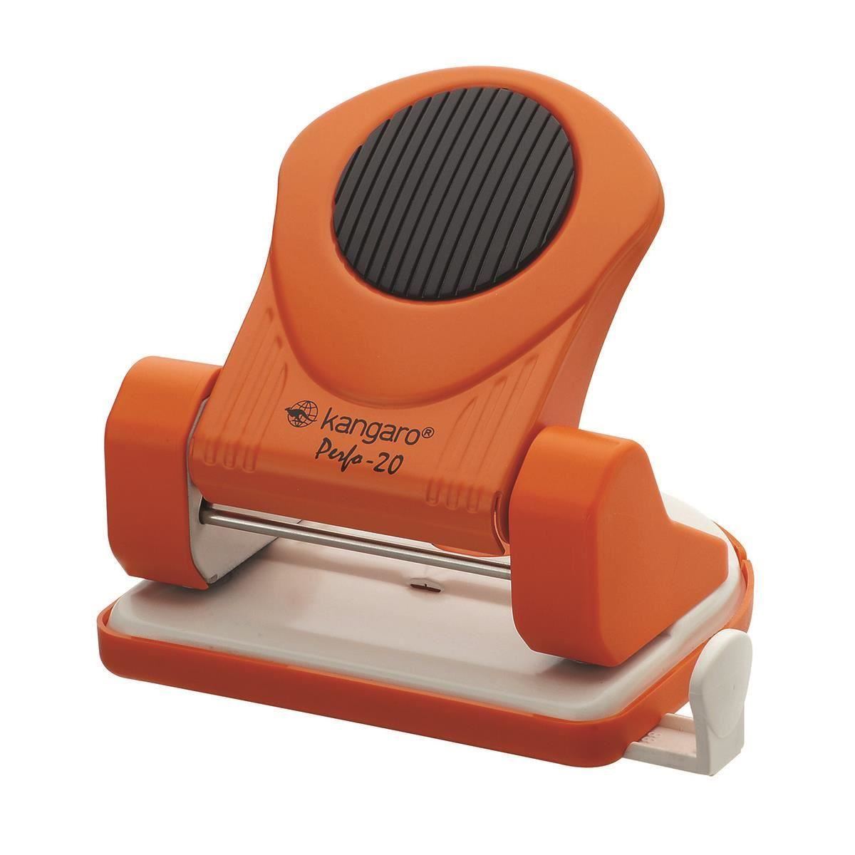 Perforator Kangaro Perfo-20 din metal, 20 coli, portocaliu