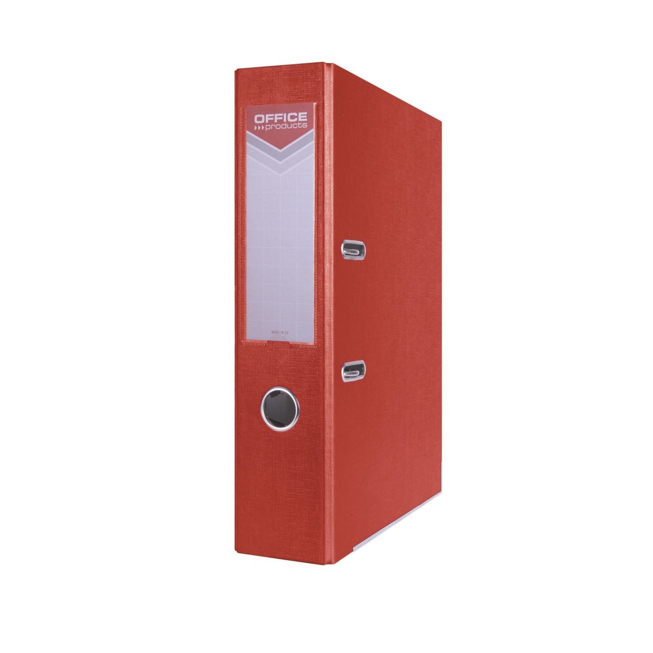 Biblioraft plastifiat OFFICE Products, 7.5 cm, colturi metalice, rosu