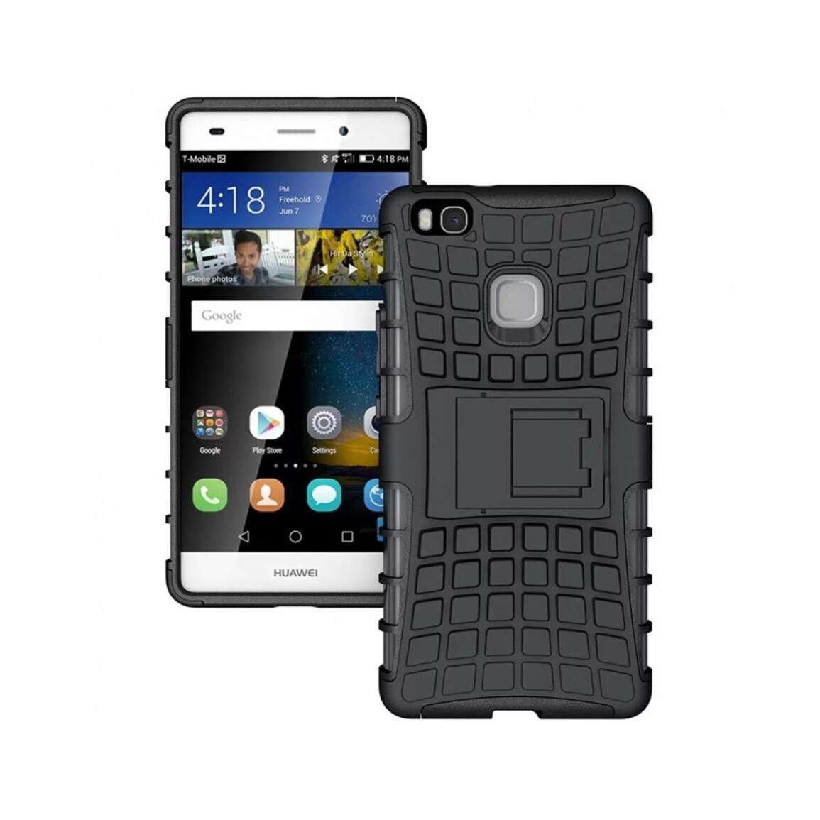 Carcasa protectie spate anti alunecare pentru Huawei P9 Lite, neagra