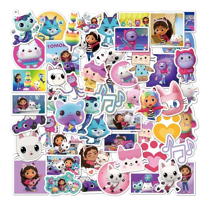 Set de 54 Stickere cu personaje din Casa de papusi a lui Gabby, multicolor