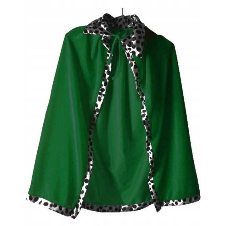Pelerina carnaval, Rege, Textil, Marime universala, 84 cm, Verde