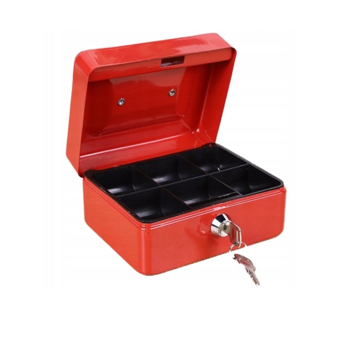 Сейф JUN, За пари, С ключ, Метал, Червен