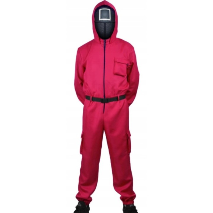 Костюм Squid Game, унисекс, полиестер, червен/черен, 2XL