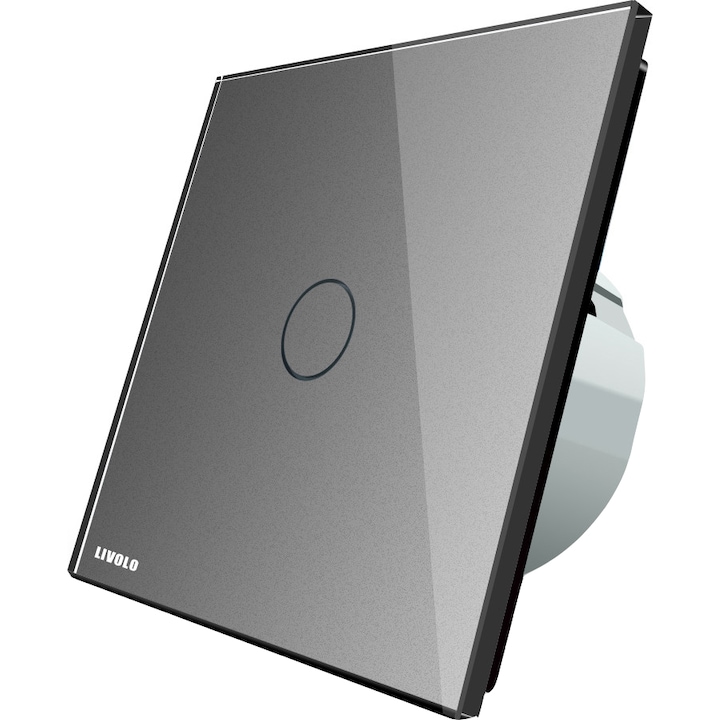 Intrerupator simplu cu touch Livolo din sticla, Gri