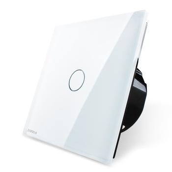 Intrerupator cap scara / cap cruce wireless cu touch Livolo din sticla, Alb Intrerupator cap scara / cap cruce wireless cu touch Livolo din sticla, Alb