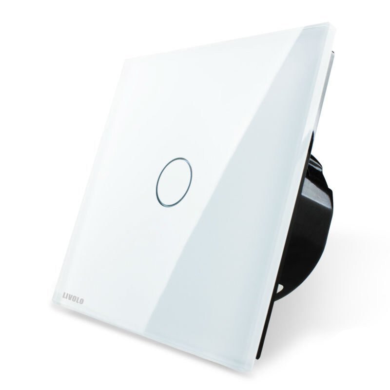 Buton sonerie cu touch Livolo din sticla, Alb