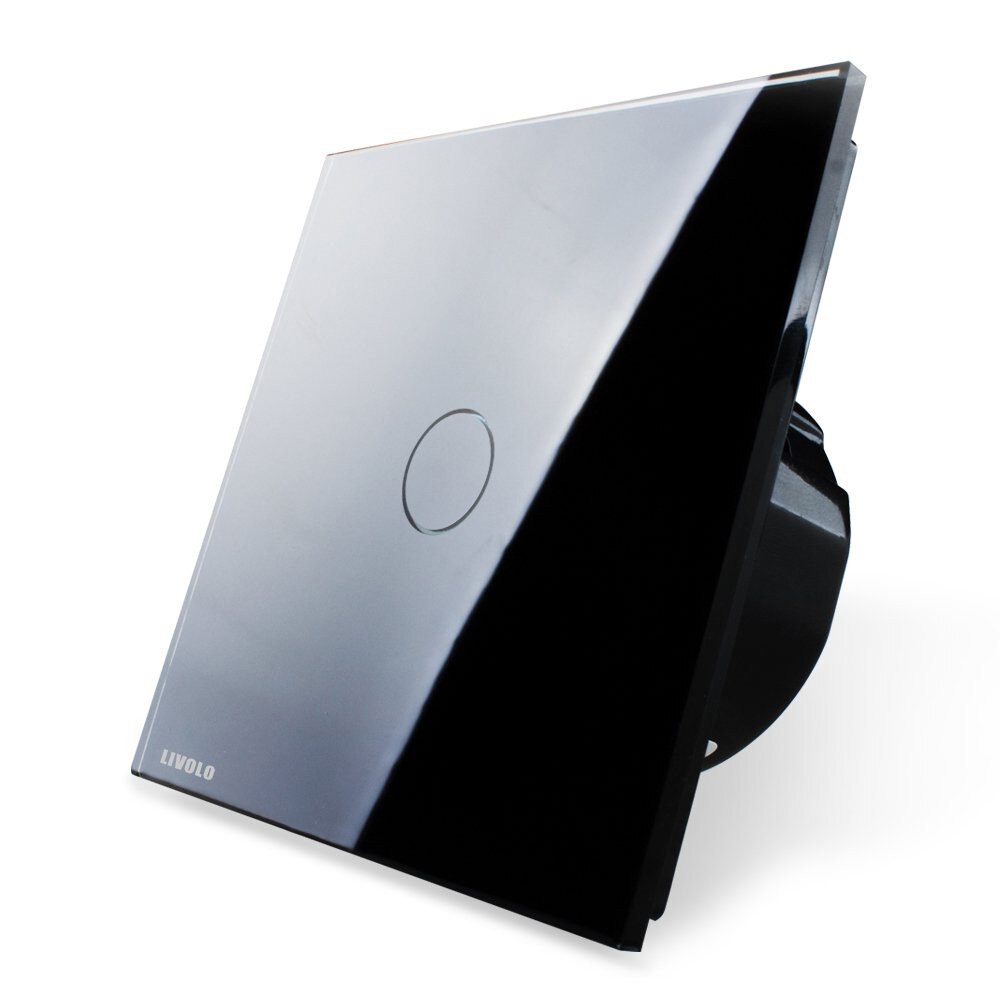 Intrerupator simplu wireless cu touch Livolo din sticla, Negru