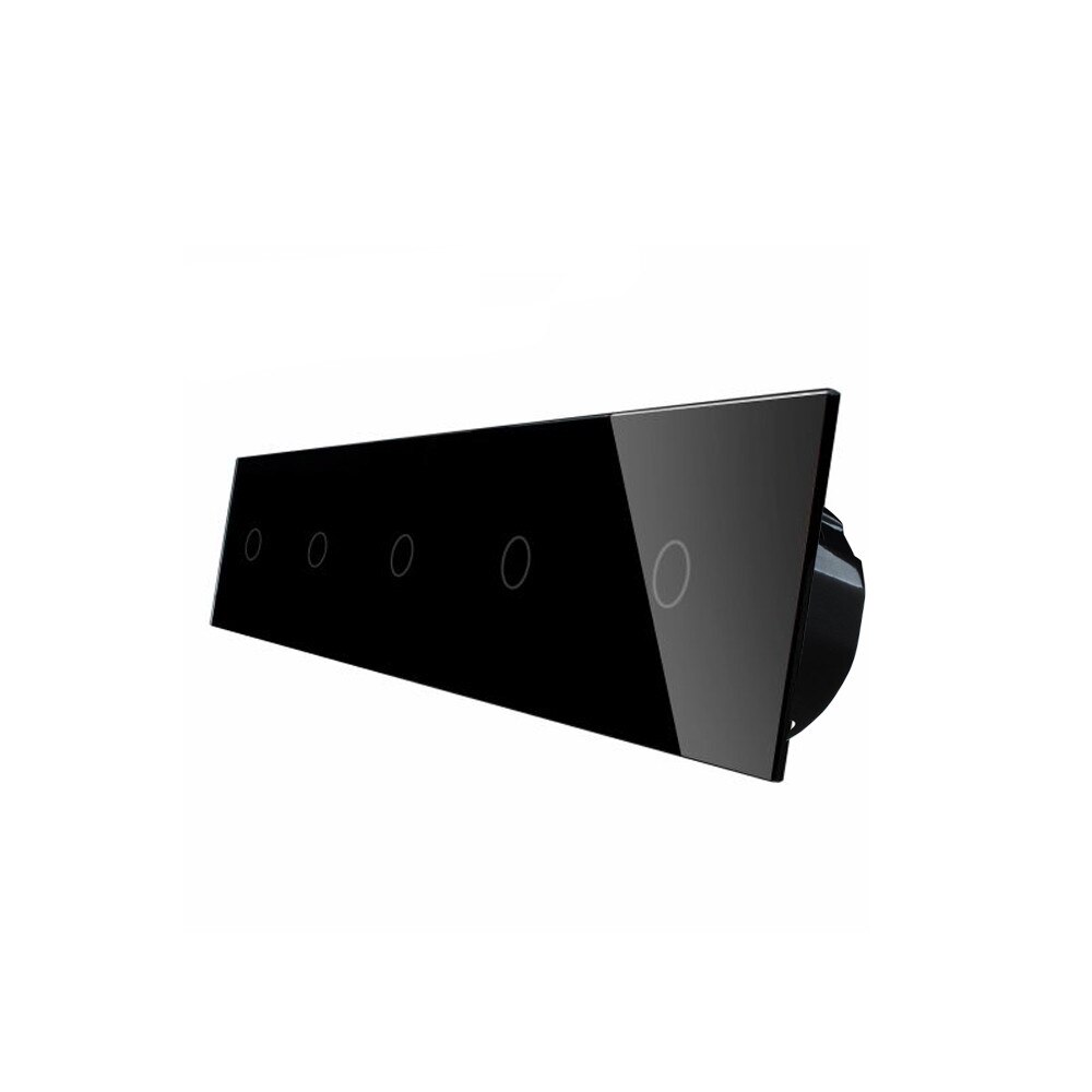 Intrerupator LIVOLO cu touch din sticla cu 5 intrerupatoare simple, Negru