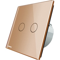 Intrerupator dublu cu touch Livolo din sticla, Auriu
