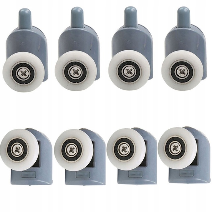 Set 8 role simple pentru cabina de dus, Inferioare si superioare, 33x24 mm, Gri