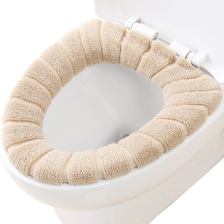 Husa Pentru Scaunul De Toaleta, Poliester, Soft, Universal, Bej, 45 X 35 Cm