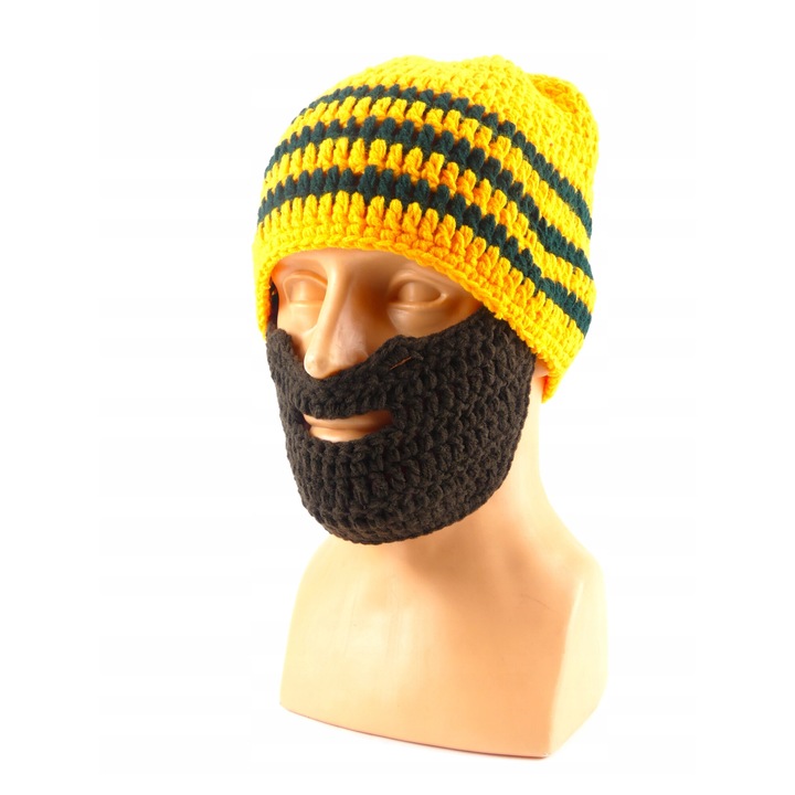 Caciula Cu Barba, Tricotata Manual, Marime Universala, Material Elastic Se Adapteaza La Majoritatea Capetelor, Multicolor, Lana De Inalta Calitate, Fir Cald, Butoane Pentru Fixarea Barbii