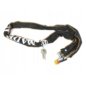 Dispozitiv De Securitate Antifurt Pentru Biciclete, Otel Calit, Lant 80 Cm, Lacat Cu 2 Chei, Maro
