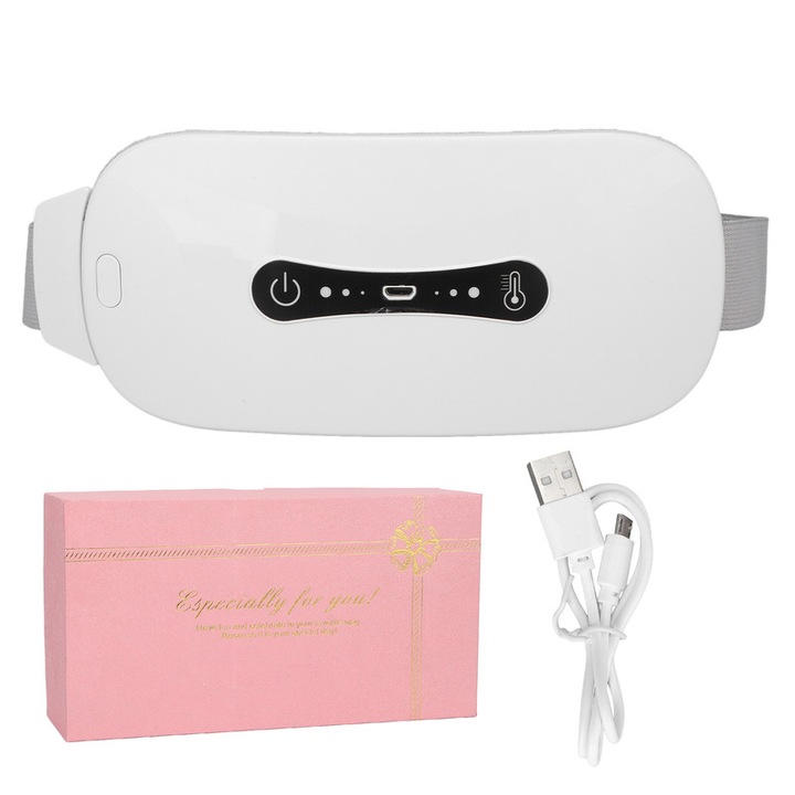 Aparat pentru incalzire si masaj lombar, USB, 3 trepte, Alb