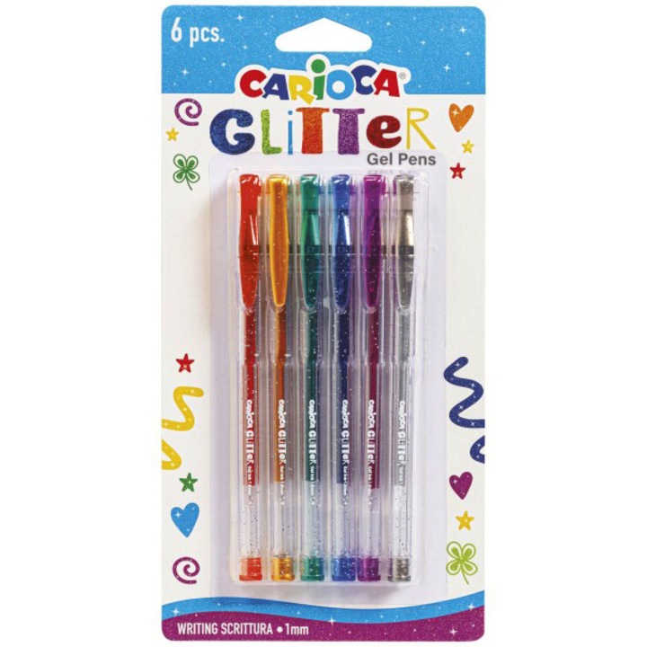 Гел химикалки Carioca Glitter, 6 цвята/комплект