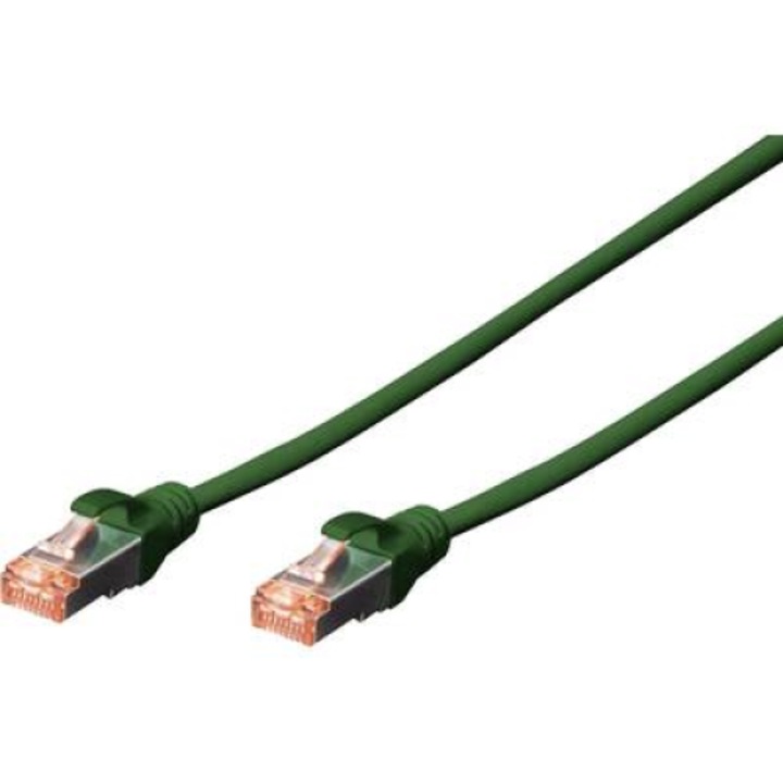 RJ45 Hálózat Csatlakozókábel CAT 6 S/FTP 10.00 m Zöld Halogénmentes, sodort érpár, Védővel, Lángálló Digitus (DK-1644-100/G)