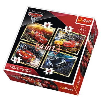 Puzzle Trefl 4 in 1, Disney Cars 3 - Pregatiti de cursa, 207 piese Puzzle Trefl 4 in 1, Disney Cars 3 - Pregatiti de cursa, 207 piese