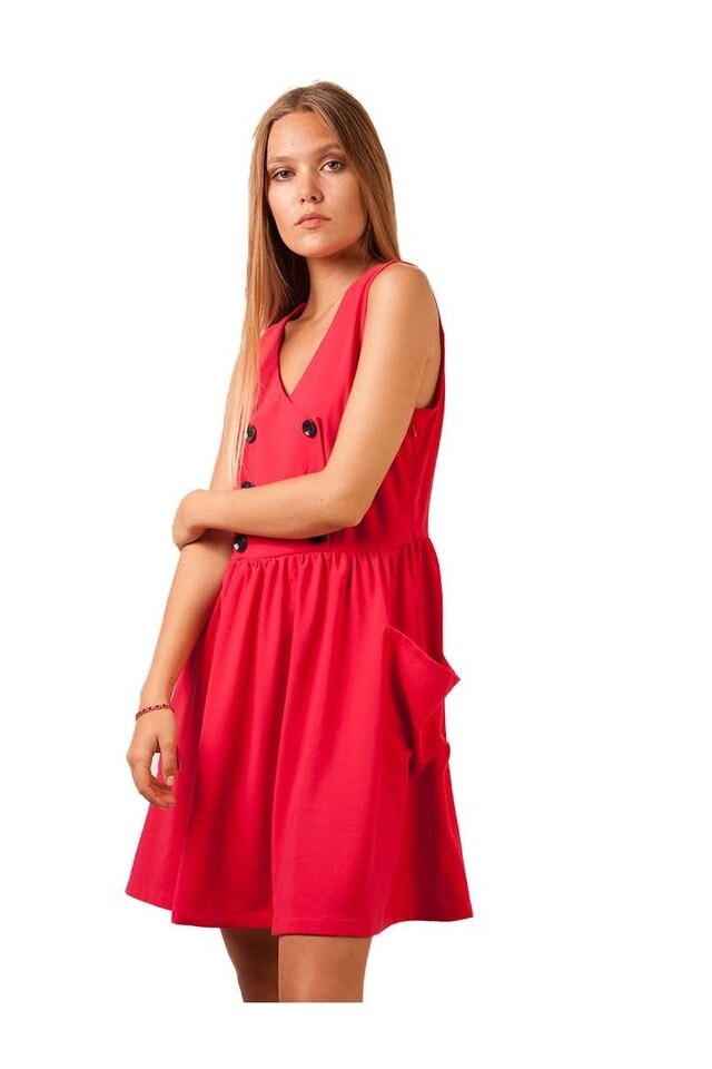 Rochie De Vara Cu Buzunare Mari Fucsia, 38