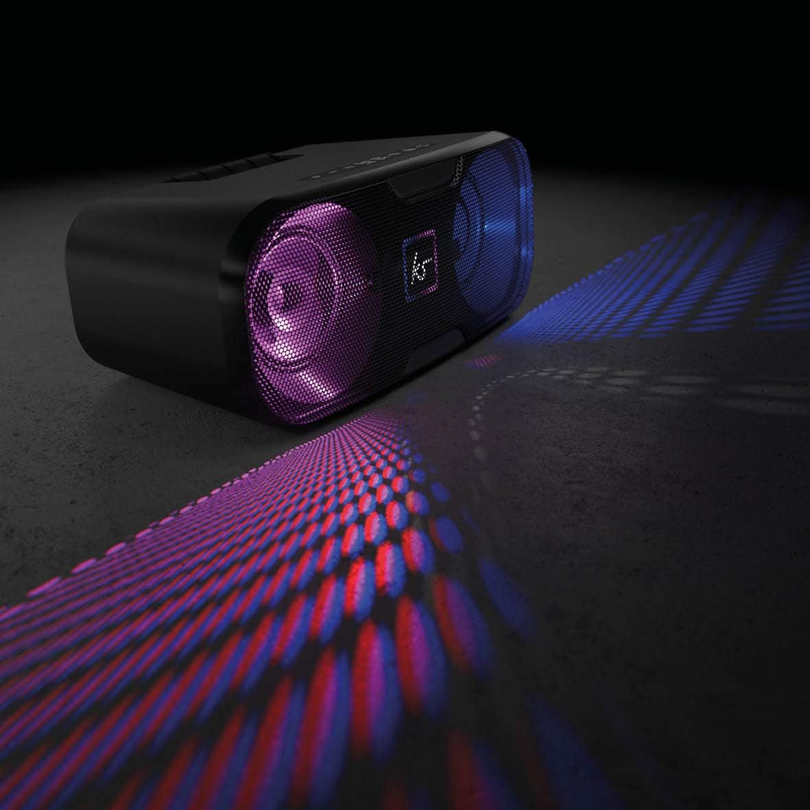 Boxa Bluetooth KitSound Slam XL 50W, de petrecere, sistem de difuzoare de mare putere cu LED Disco Light Show, Negru