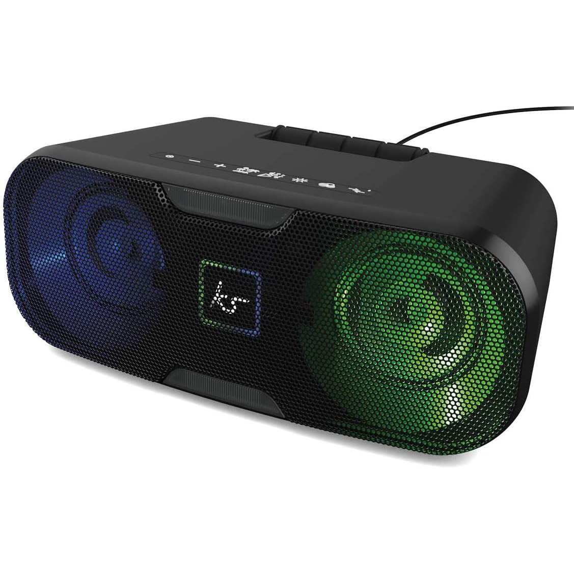 Boxa Bluetooth KitSound Slam XL 50W, de petrecere, sistem de difuzoare de mare putere cu LED Disco Light Show, Negru