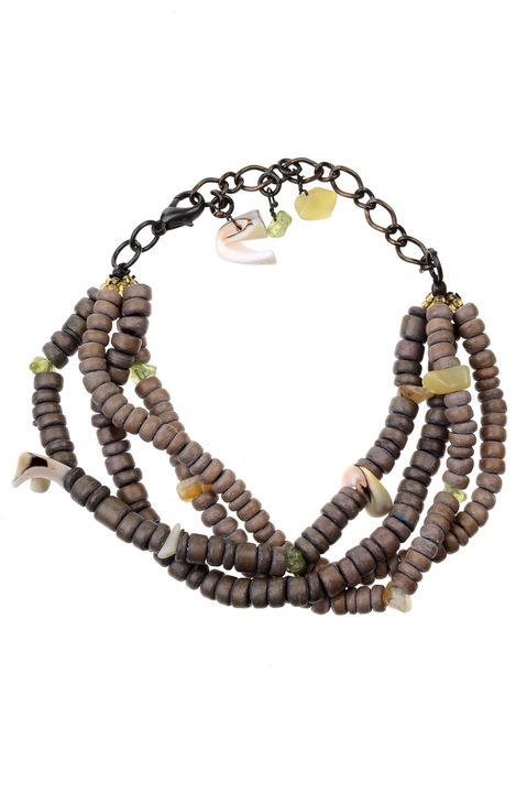 GM-95 bambusz karkötő kagylóval, barna Handmade, Gloria Maris