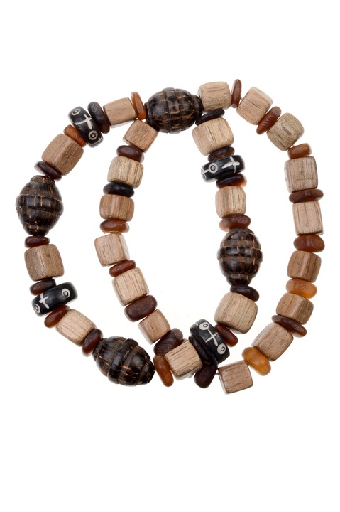 Двойна дървена гривна от ахат GM-63, Handmade, Gloria Maris