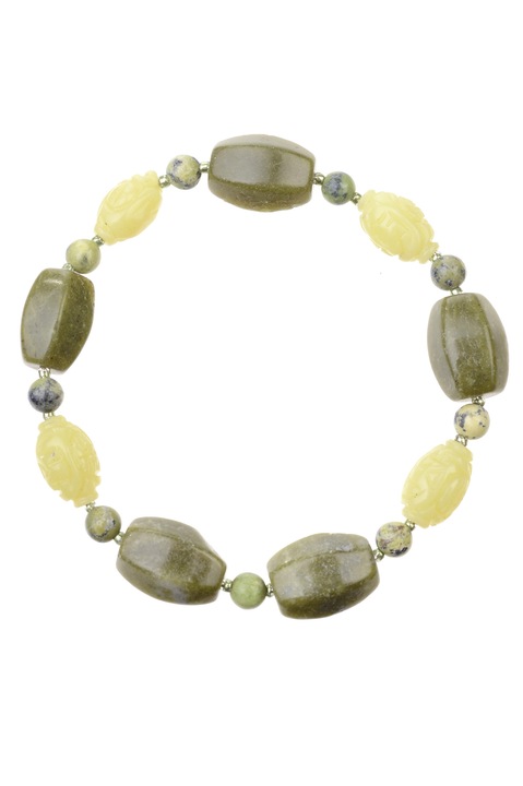 Bratara Crisopraz GM-35 verde/galben, Handmade, Gloria Maris