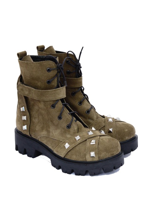 Ghete inalte de dama cu tinte FUNKY GIRL, kaki