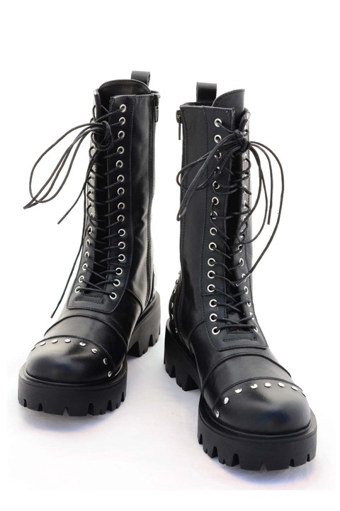 Bocanci din piele naturala cu tinte FUNKY ELECTRIC, negru - marime 36