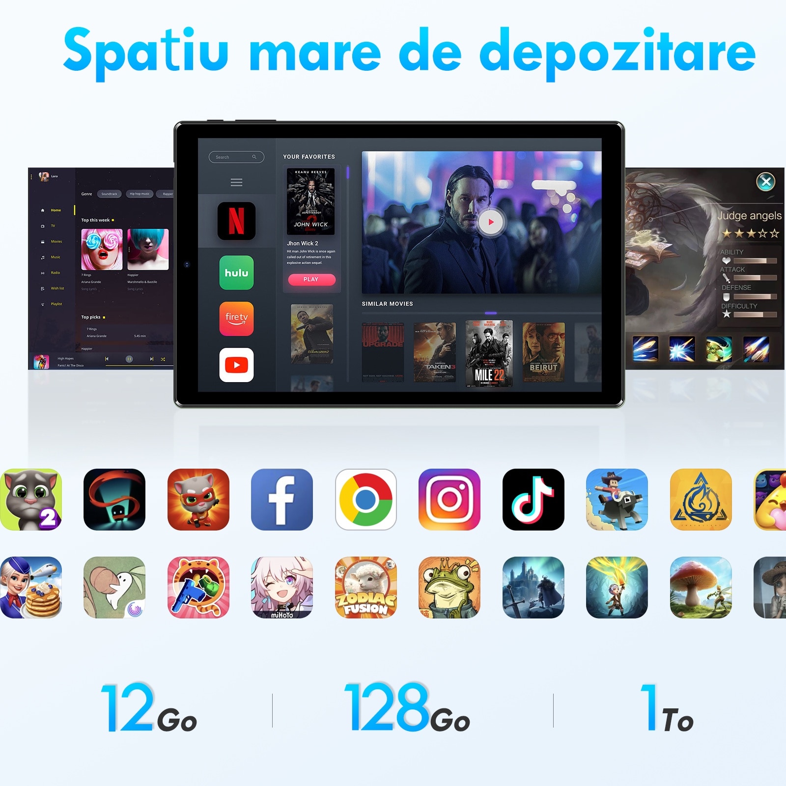 Tableta M107 de 10 inch, Android 13,12GB（6+6） RAM+128GB ROM, octa-core, 8000mAH，dual 4G SIM, 5+13 MP camera, Gray