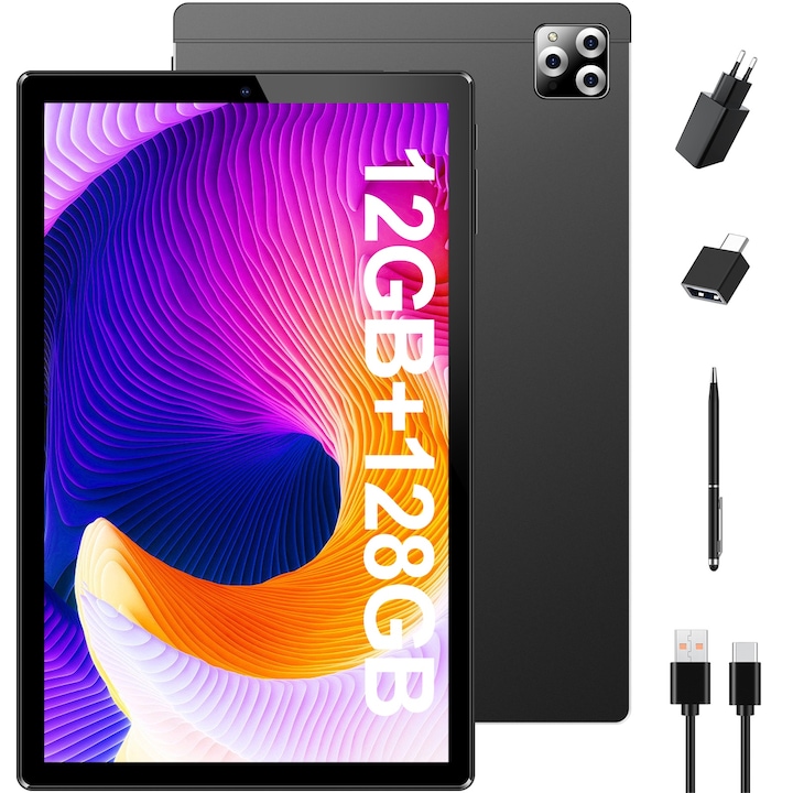 Tableta M107 de 10 inch, Android 13,12GB（6+6） RAM+128GB ROM, octa-core, 8000mAH，dual 4G SIM, 5+13 MP camera, Gray