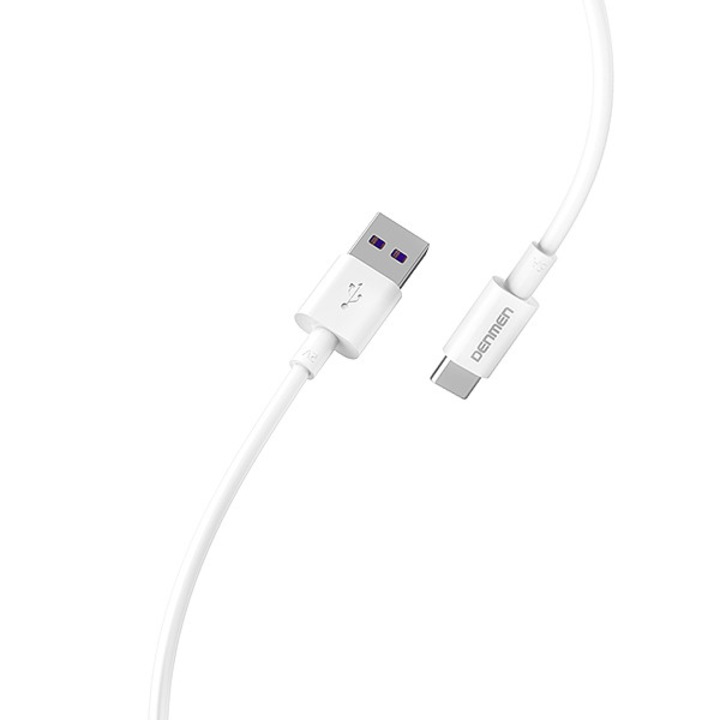 Adat- és töltőkábel VDENMEN D12T, USB - USB Type-C, 1 m, szupergyors töltés, 5,4 A, fehér