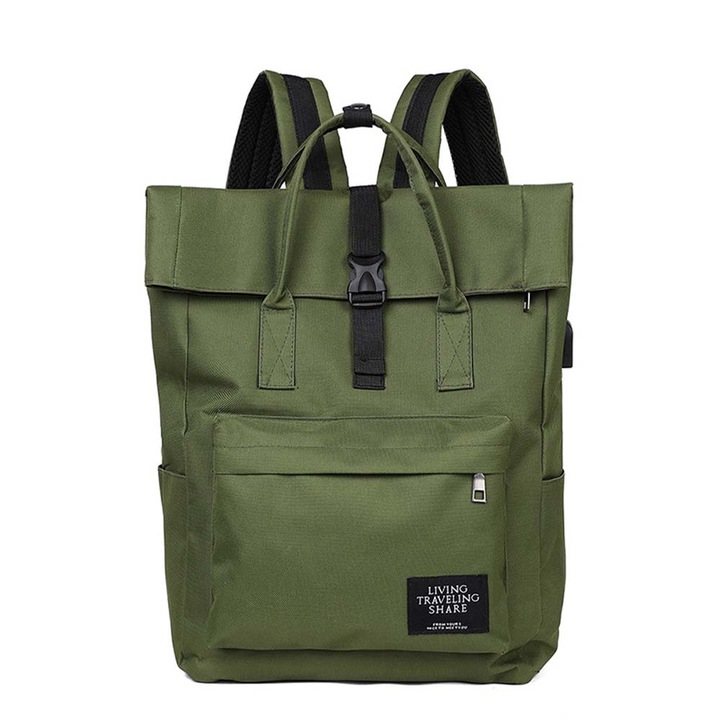 Rucsac pentru laptop, Dollcini, Nailon, 15.6 inch, Verde