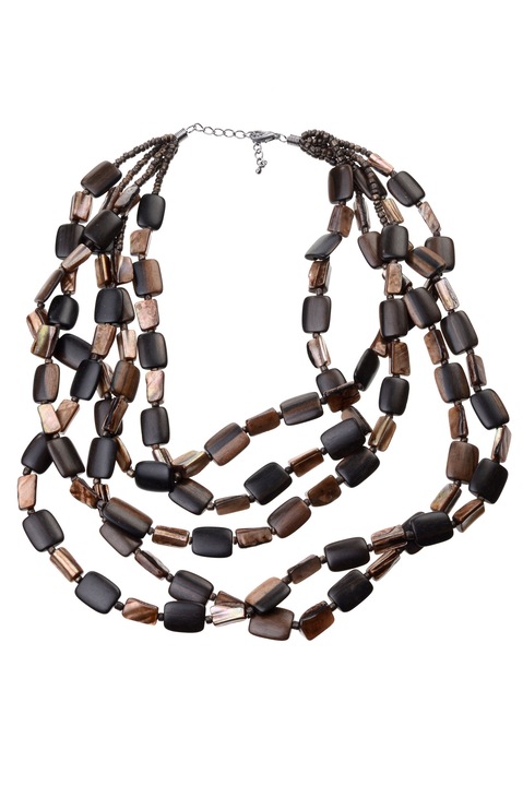 Колие GM-104 кафяво/черно дърво Ръчна изработка, Глория Марис