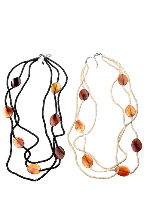 Комплект 2 колиета с черни и бели перли GM-11, Handmade, Gloria Maris