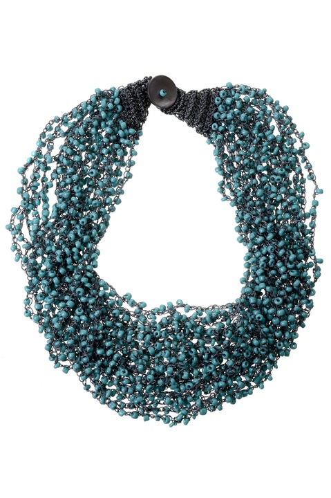 Colier GM-22 din margele de nisip, turcoaz, Gloria Maris, 45 cm