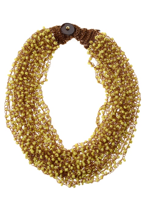 Colier GM-317 din margele de nisip, galben, Gloria Maris, 45 cm