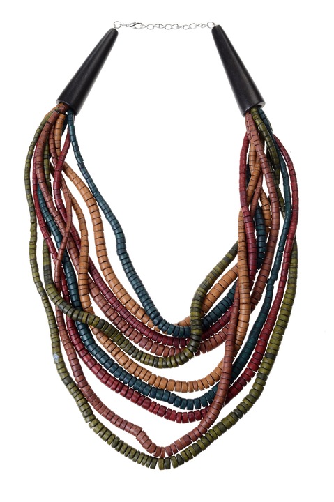 Colier bambus GM-327, maro/verde/bordo, Gloria Maris, 47 cm