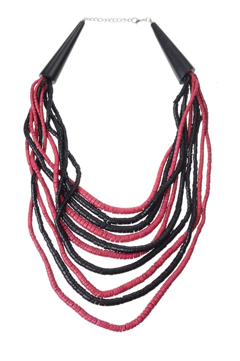 Бамбуково колие GM-332, розово/черно, Gloria Maris, 47 см