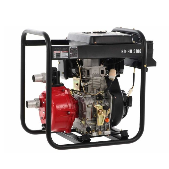 Напорна моторна помпа за напояване със самозасмукване, BlackStone Diesel, връзка 50мм, дълбочина 7м, височина 100м, 9HP, 500л/мин, ел.старт