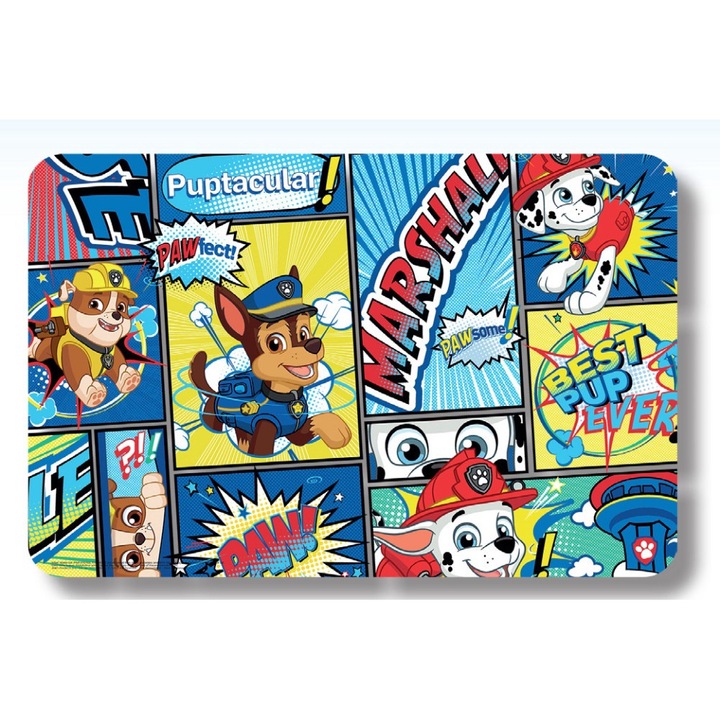 Suport farfurie pentru servit masa Paw Patrol Comic, 43x28 cm Albastru