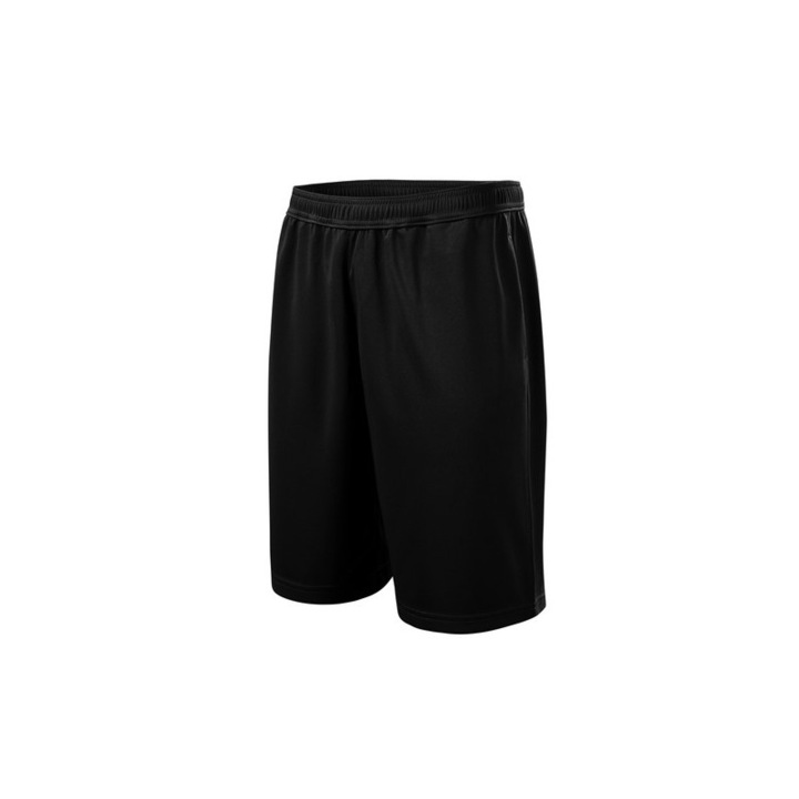Pantaloni scurti pentru copii, 100% Micro poliester, Uscare rapida, Deasupra genunchilor, Talie elastica ajustabila cu snur, Buzunar mic pe interior plus 2 laterale, Negru