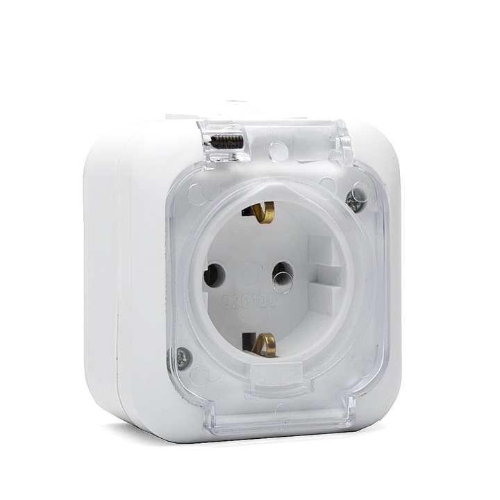 Priza, Shuko, 2P+T, 16A, 250V, IP44, Alb, EURO