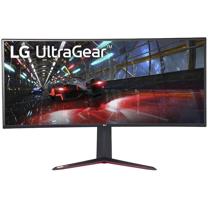 LG UltraGear UW-QHD monitor, 37,5 hüvelykes IPS, 3840 x 1600, 1 x USB 3.0 upstream, 2 x USB 3.0 downstream, 2 x HDMI, 1 x DisplayPort 1.4, 1 x audiokimenet
