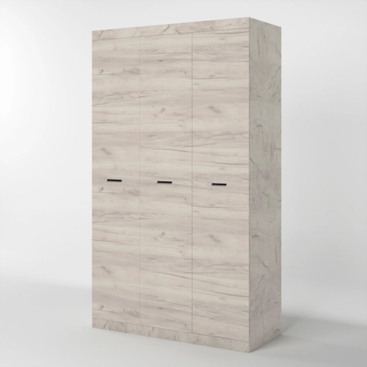 Гардероб 1200 Соната, Еверест, Крафт Дъб Бял, 120 х 50 х 205 см