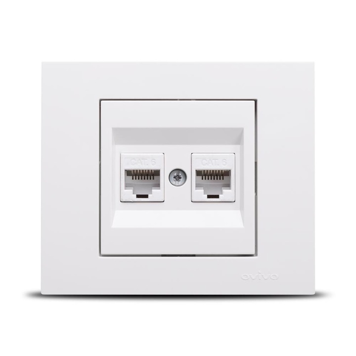 Priza Dubla UTP RJ45 Ovivo Grano Cat6 Incastrat Alb ST