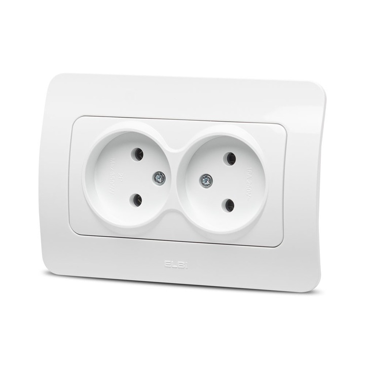 Priza Dubla Fara CP Elbi Jazz 16 A Incastrat Alb ST